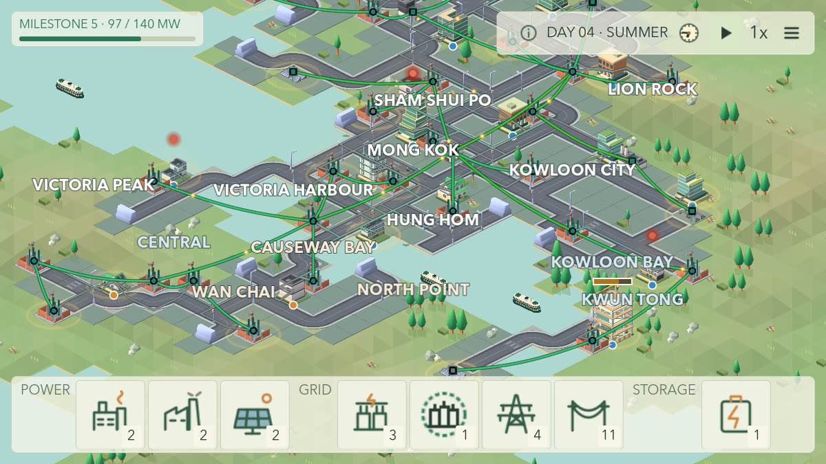 A growing Hong Kong city with a connected power network